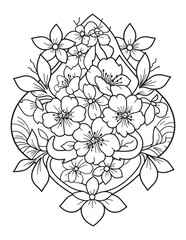 Mandala Bouquet of Tulips – Decorative Spring Line Art Floral Coloring Page