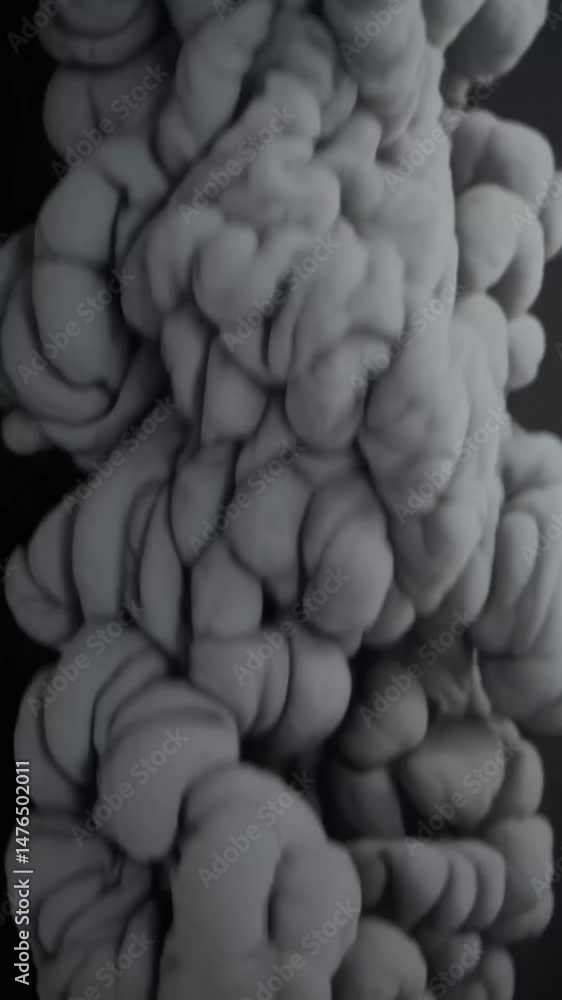 Poster evolving organic abstract shapes forming dynamic textures and patterns