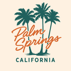 Vintage Palm Trees California Beach Sunset Typography Graphic Tee Design – Vector