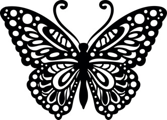Butterfly silhouette illustration. Butterfly stencil stock vector.