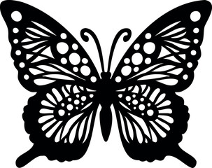 Butterfly silhouette illustration. Butterfly stencil stock vector.