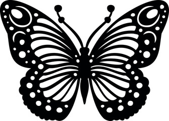Butterfly silhouette illustration. Butterfly stencil stock vector.
