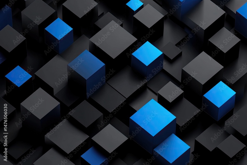 Aufkleber aerial view of an abstract arrangement of dark blue geometric shapes. showcasing a modern digital la