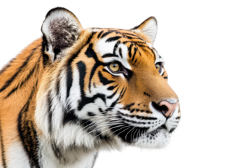 Bold tiger head captured in stunning detail great for logos posters or nature-themed marketing campaigns