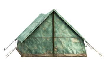 A green canvas camping tent