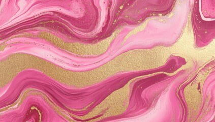 A vibrant abstract background featuring swirling pink and gold marbled patterns. ideal for use in design projects. wallpapers. and artistic presentations
