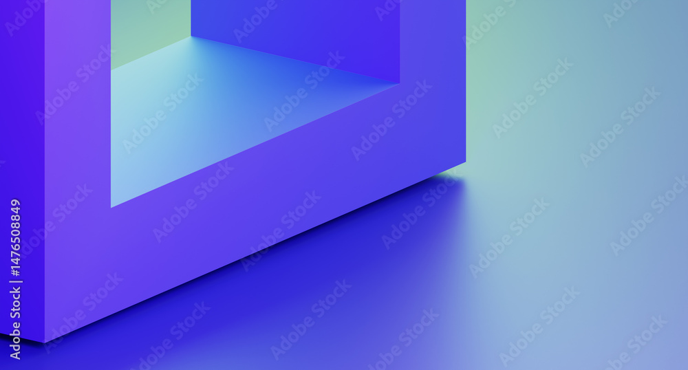 Poster 3d blue background with abstract geometric line pattern. render square or rectangle frame with turqu