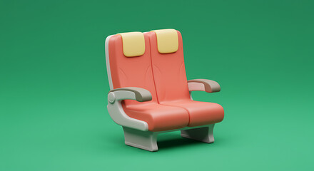 Fototapeta premium Stylized Double Passenger Seat, Coral & Green Background