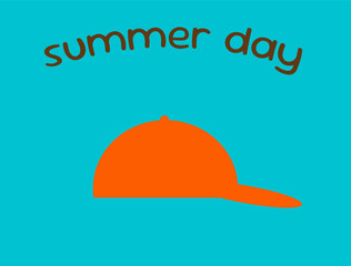 orange cap summer day text on blue background,