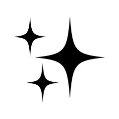 Sparkles emoji icon, shiny flashes of three cluster black star vector