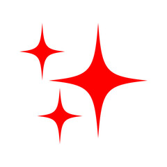 Sparkles emoji icon, shiny flashes of three cluster red star vector