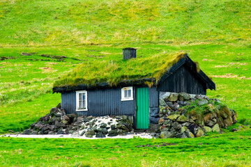 Turf House in Faroe Islands