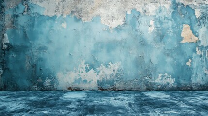 Concrete Blue Wall Digital Background, Generative AI
