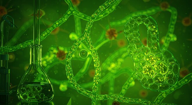 Microscopic Algae Research in a Green Environment with Scientific Equipment