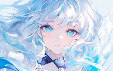 躍動感あふれる白髪の美少女キャラクター・アニメスタイルのファンタジーイラスト