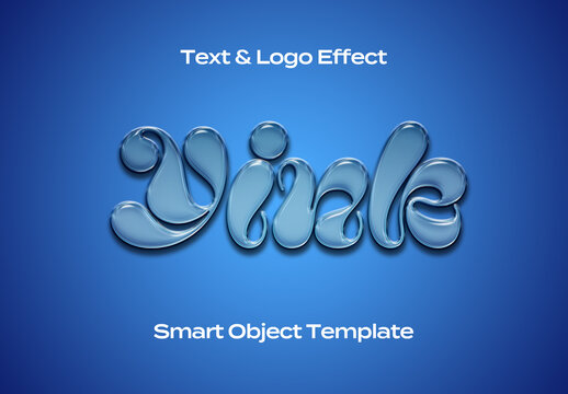 Bubble Glass Text Logo Style Effect Mockup Logotype Template Shape