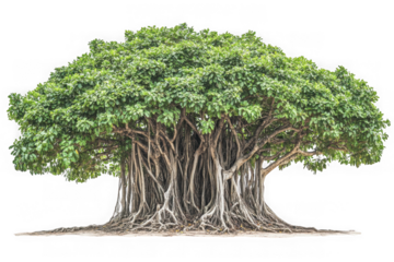 Majestic banyan tree illustration on transparent background