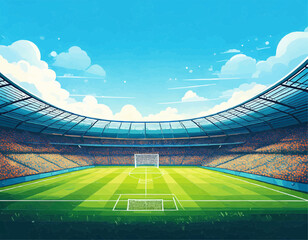 Flat Soccer Field Top View Vector