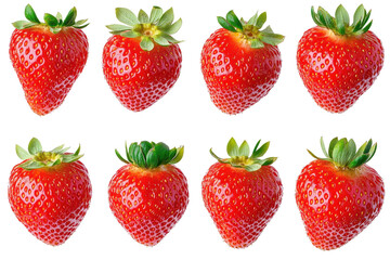 Juicy strawberries captured from above isolated for culinary visuals fruit packaging or seasonal recipe posts