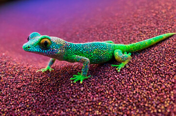 Fototapeta premium Vibrant Colorful Gecko on Textured Surface. Generative AI. 