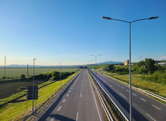 Landscape of a highway in Serbia