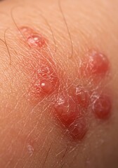 Fototapeta premium Close-up Skin Lesions: Red Blisters and Textured Detail