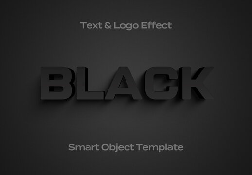 Black 3D Text Logo Style Effect Mockup Logotype Template Shape