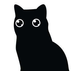 Obraz premium Black cat flat cartoon design vector illustration.
