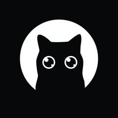 Flat cartoon black cat illustration design vector.