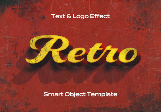 Retro Vintage Old Text Logo Style Effect Mockup Logotype Template Shape