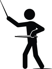 Stickman Vector Icon Illustration Conductor Leading Orchestra