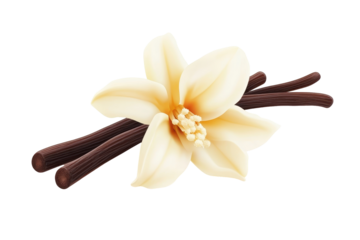 Elegant vanilla flower illustration with stick in PNG format for wellness branding and nature themed visuals