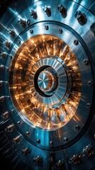 Obraz premium Intricate, metallic, circular design of a vault's inner workings.