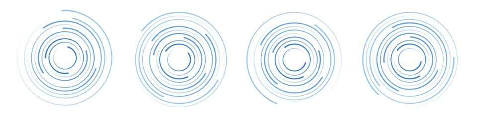 Set of blue concentric ripple circles vector elements