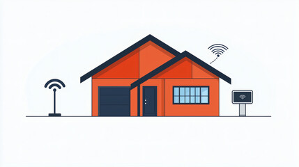 Smart House on Digital Blueprint with Tablet Control – Future Home Technology Concept