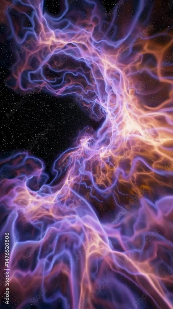 Poster ethereal cosmic energy waves pulsating through vibrant nebula in outer space