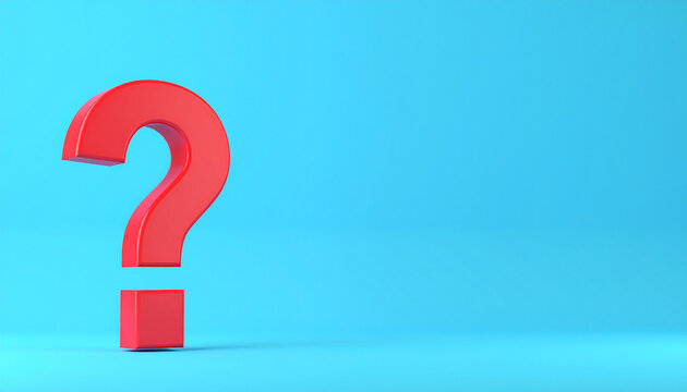 Question mark on blue background. 3D rendering. FAQ and QA. Problem solution.