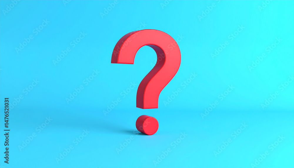 Fototapete Question mark on blue background. 3D rendering. FAQ and QA. Problem solution.