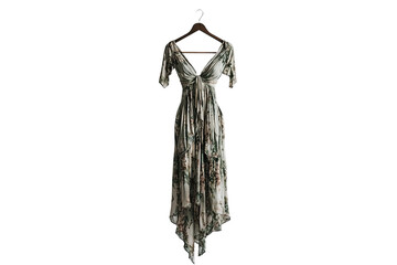 Fototapeta premium Floral print maxi dress on hanger