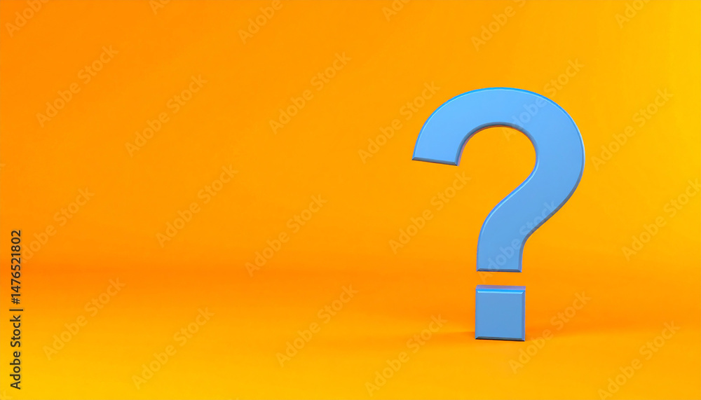 Aufkleber Question mark on orange background. 3D rendering. FAQ and QA. Problem solution.