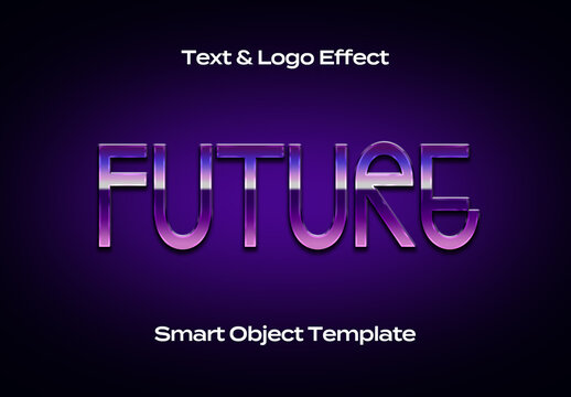 Future Black Chrome Space Text Logo Style Effect Mockup Logotype Template Shape