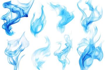 Vibrant blue flames collection element set transparent PNG perfect for creative design and fire effects