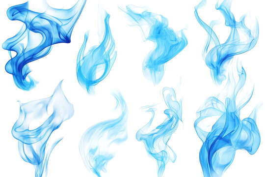 Vibrant blue flames collection element set transparent PNG perfect for creative design and fire effects