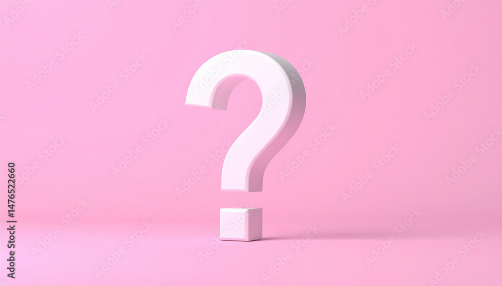 Fototapete Question mark on pink background. 3D rendering. FAQ and QA. Problem solution.