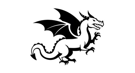 Tribal-style dragon design in black ink, suitable for tattoos, decals, and merchandise.