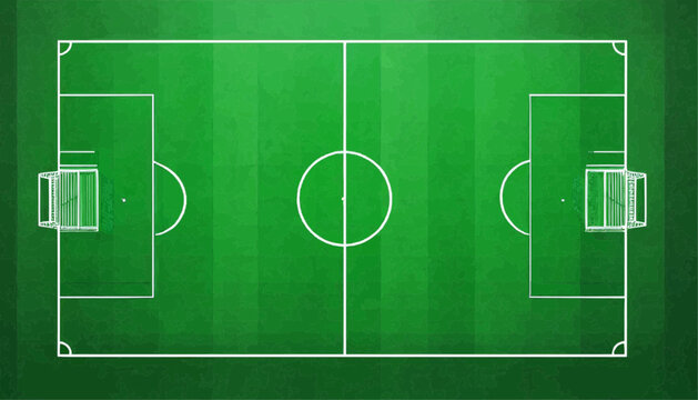 Flat Soccer Field Top View Vector