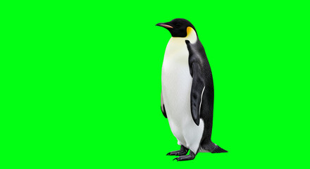 Obraz premium Emperor Penguin Isolated On Green Screen Ready For Chroma Key