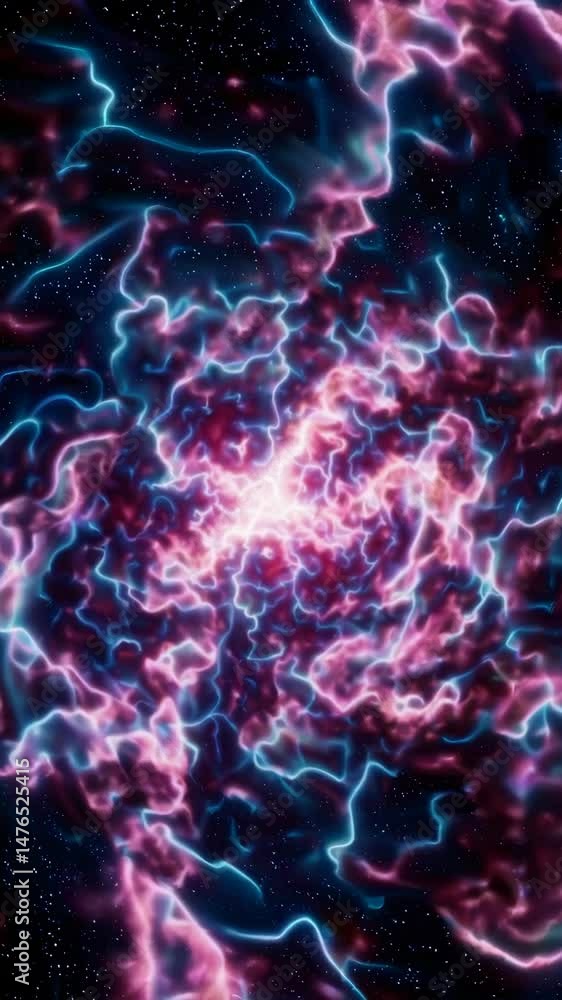 Wall mural cosmic energy swirl: vibrant nebula explodes with electrifying motion in outer space