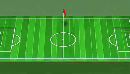 Flat Soccer Field Top View Vector