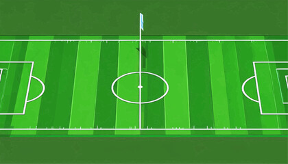 Flat Soccer Field Top View Vector